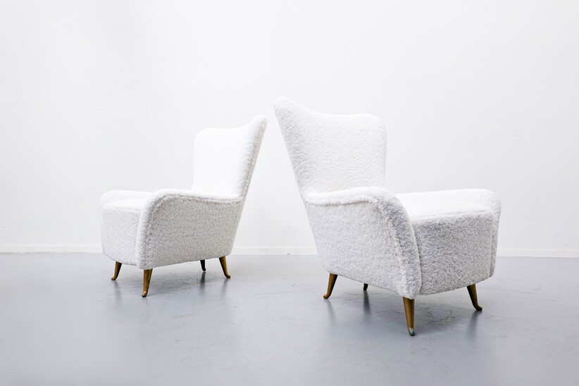 Pair of Italian Armchairs, 1950s - New Upholstery