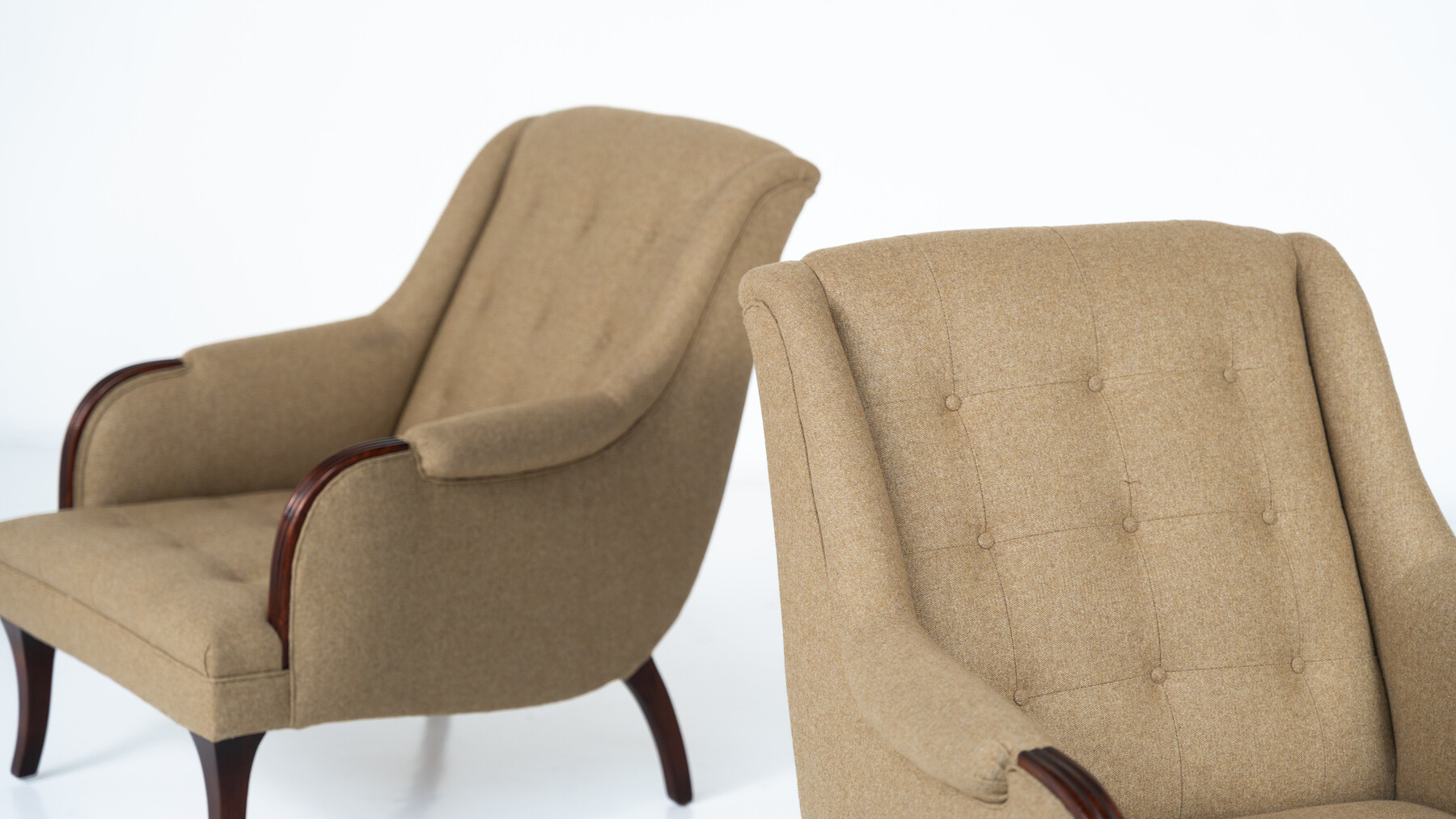 Pair of Italian Armchairs, Italy, 1950s - New Upholstery 