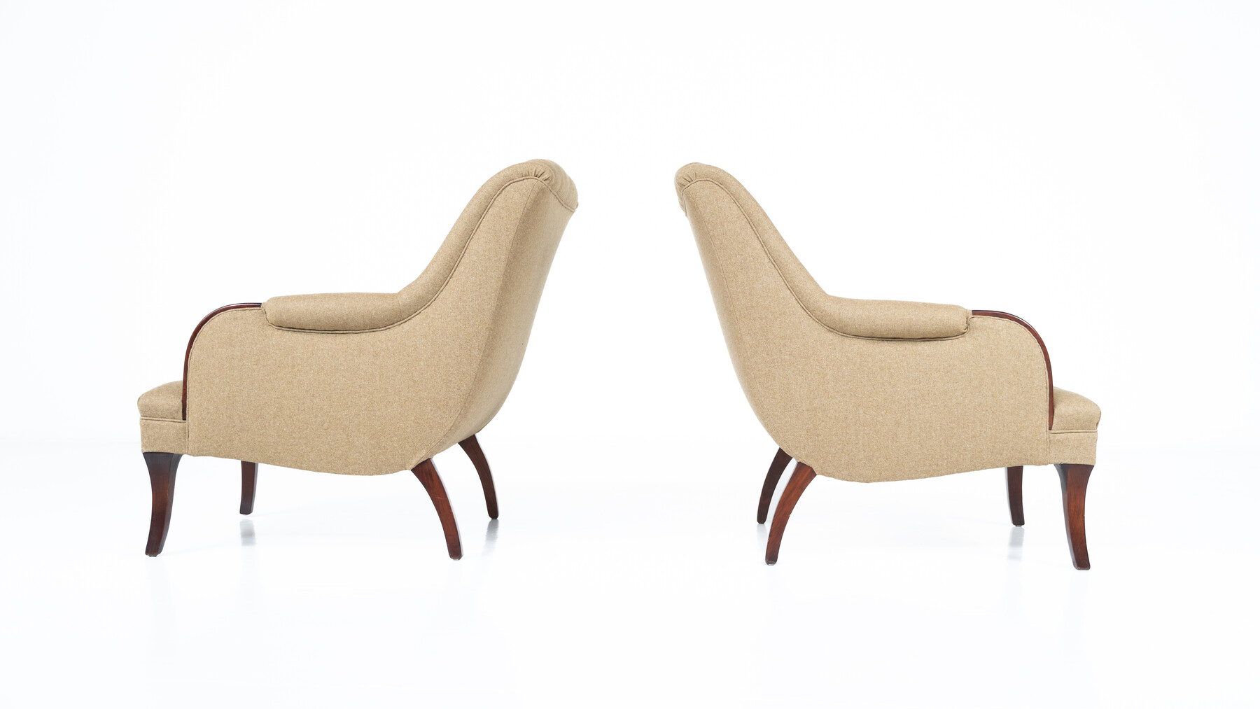 Pair of Italian Armchairs, Italy, 1950s - New Upholstery 