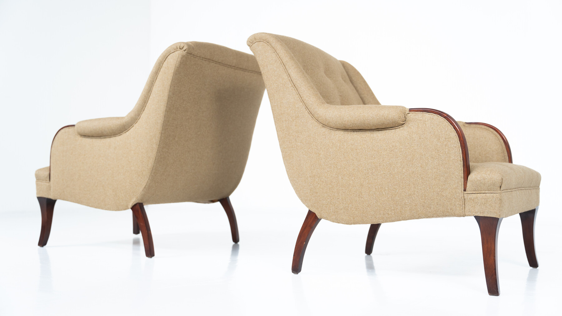 Pair of Italian Armchairs, Italy, 1950s - New Upholstery 