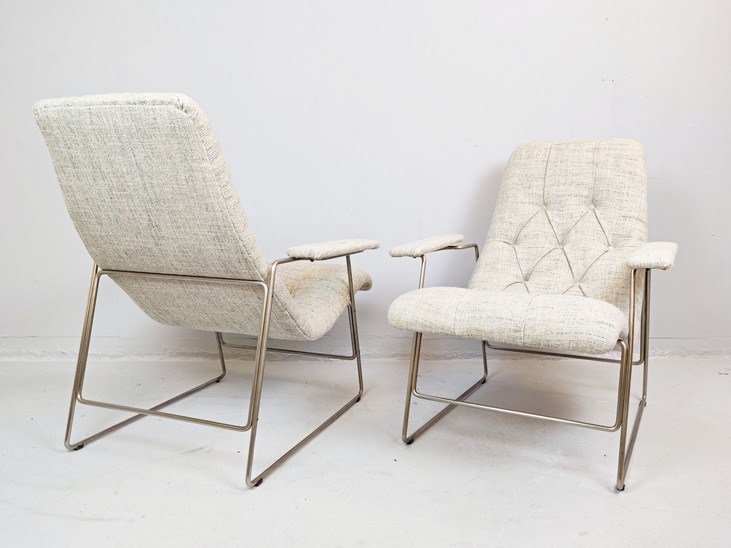 Pair of Italian Armchairs, Seat Position Adjustable, 1960s