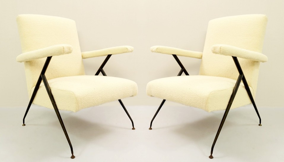 Pair Of Italian Armchairs With Adjustable Backrests