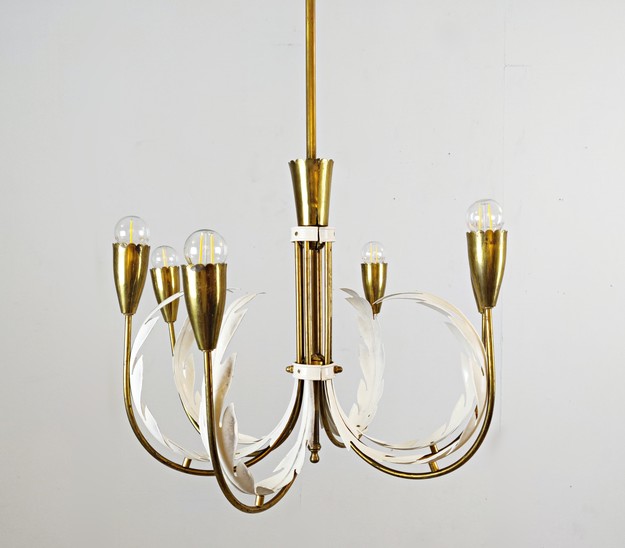 Pair of Italian Brass Chandeliers