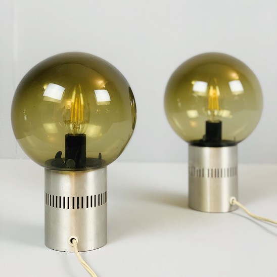 Pair of italian glass and chrome lamp - 1970s