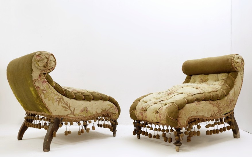 Pair Of Italian Napoleon III Low Chairs, Circa 1860