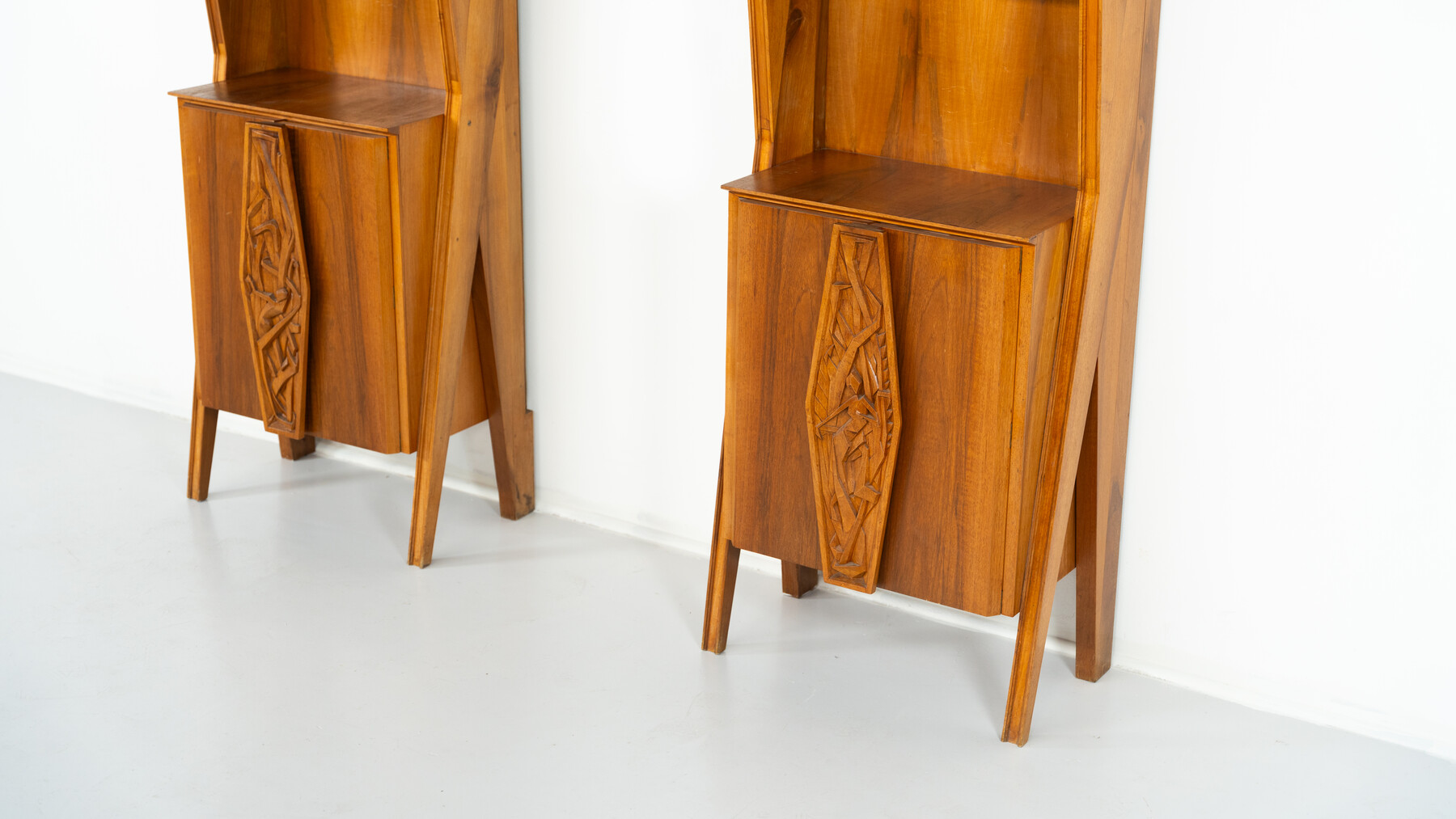 Pair of Italian Wall Units, Walnut, 1970s