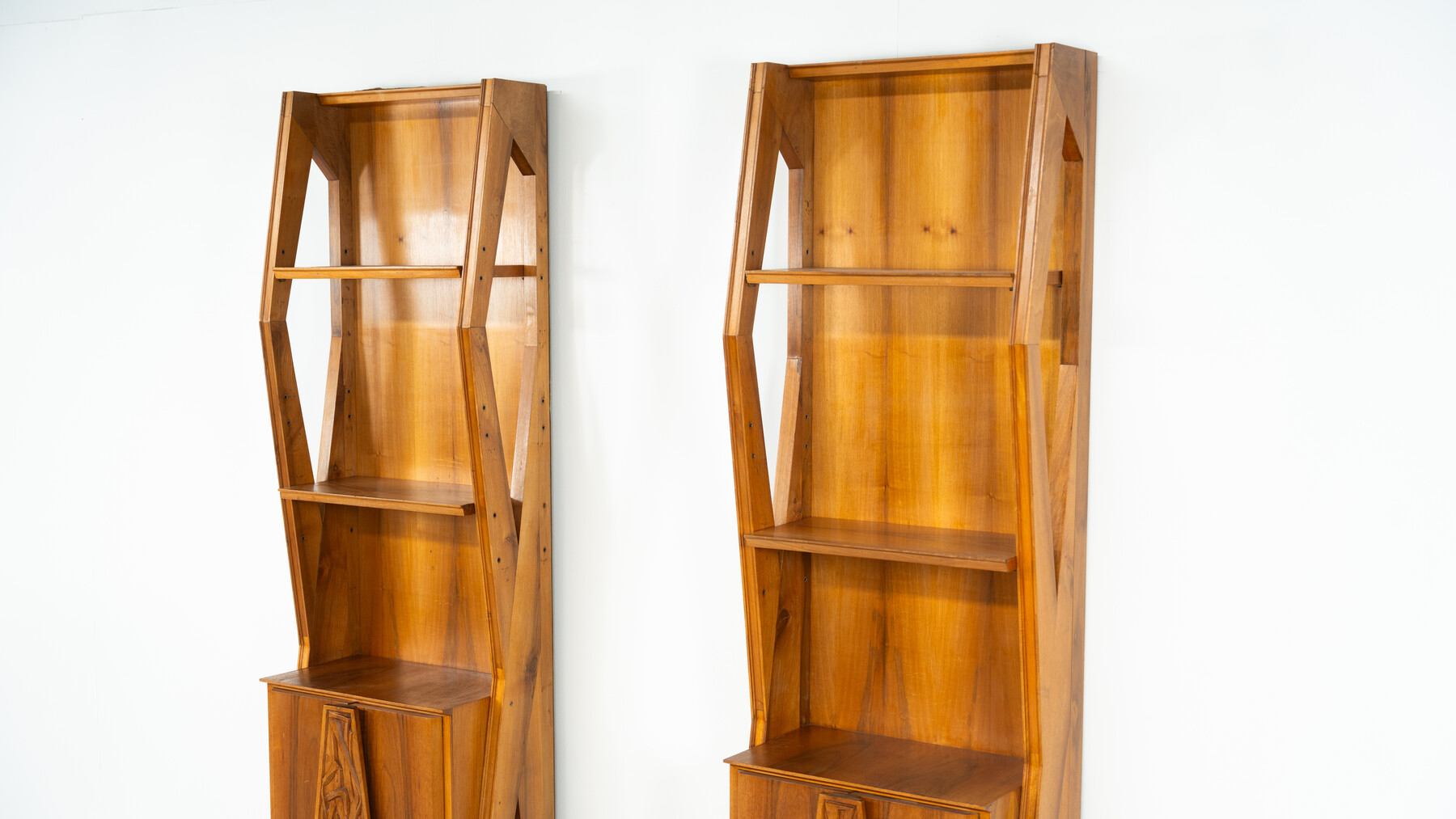 Pair of Italian Wall Units, Walnut, 1970s
