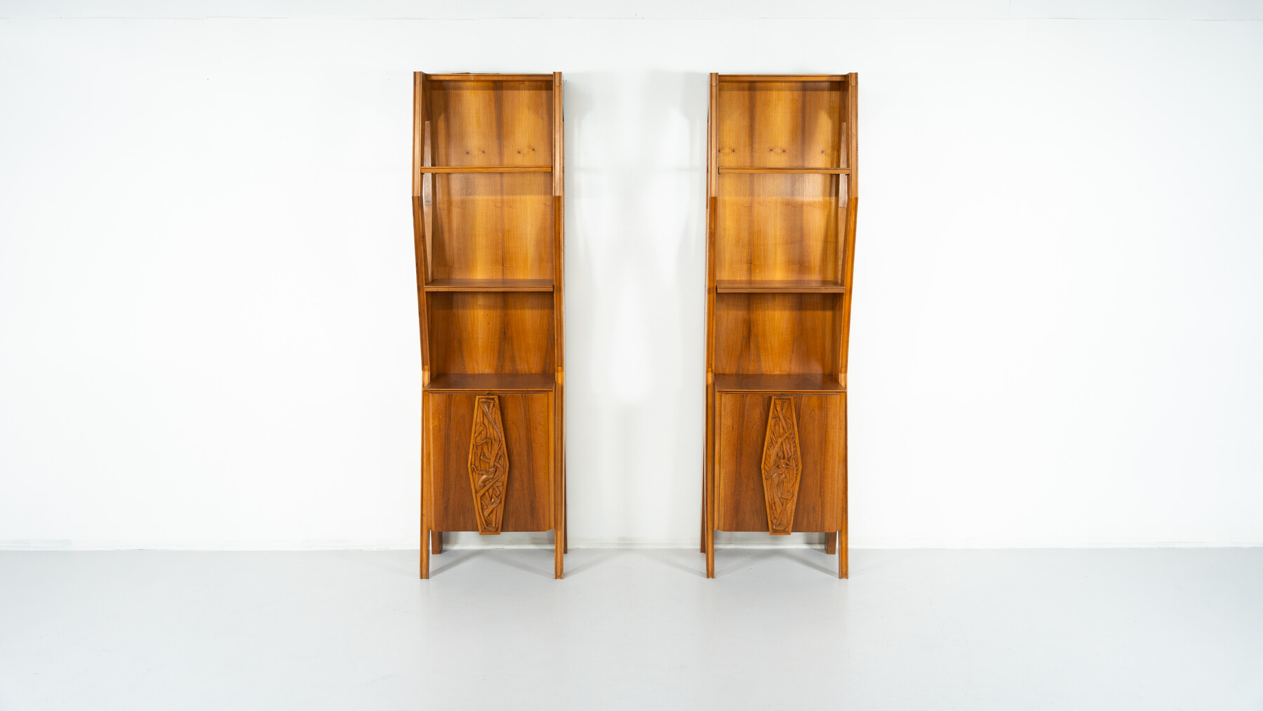 Pair of Italian Wall Units, Walnut, 1970s