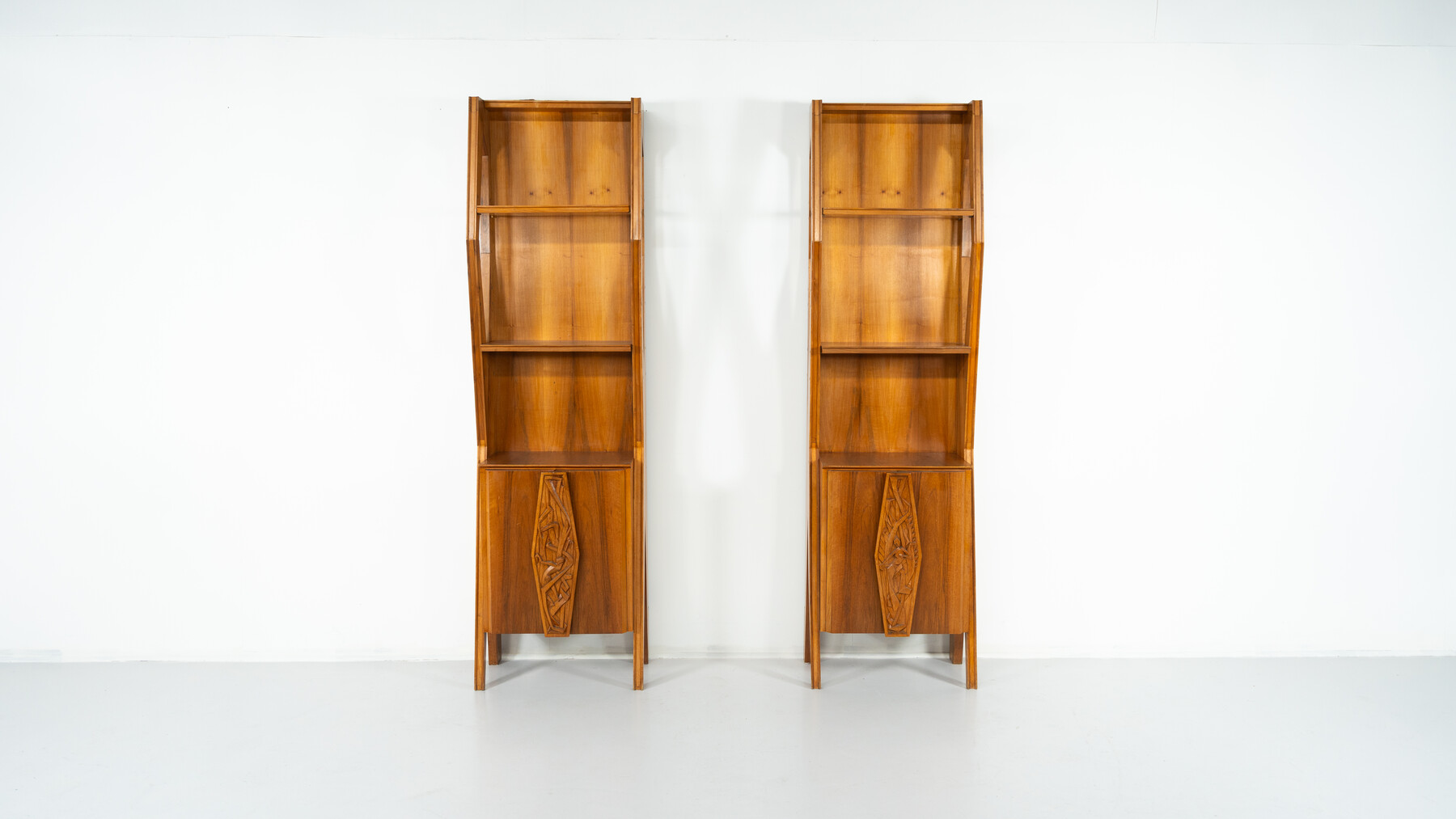 Pair of Italian Wall Units, Walnut, 1970s