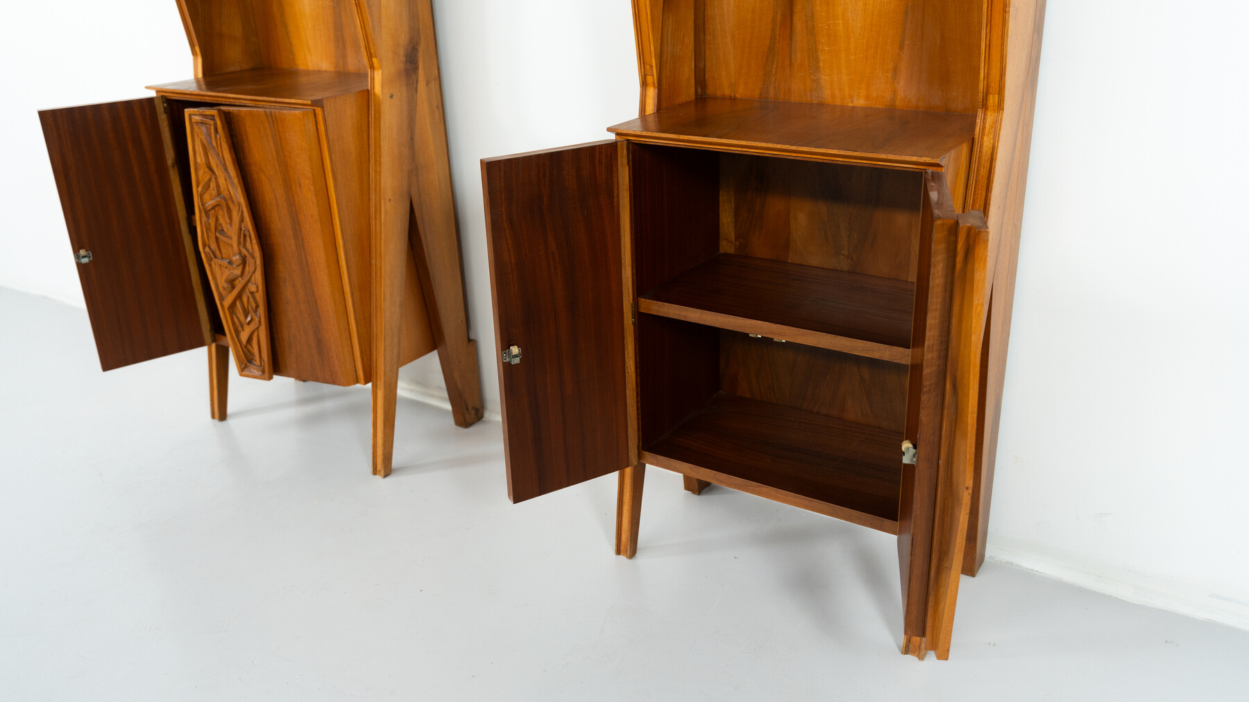 Pair of Italian Wall Units, Walnut, 1970s