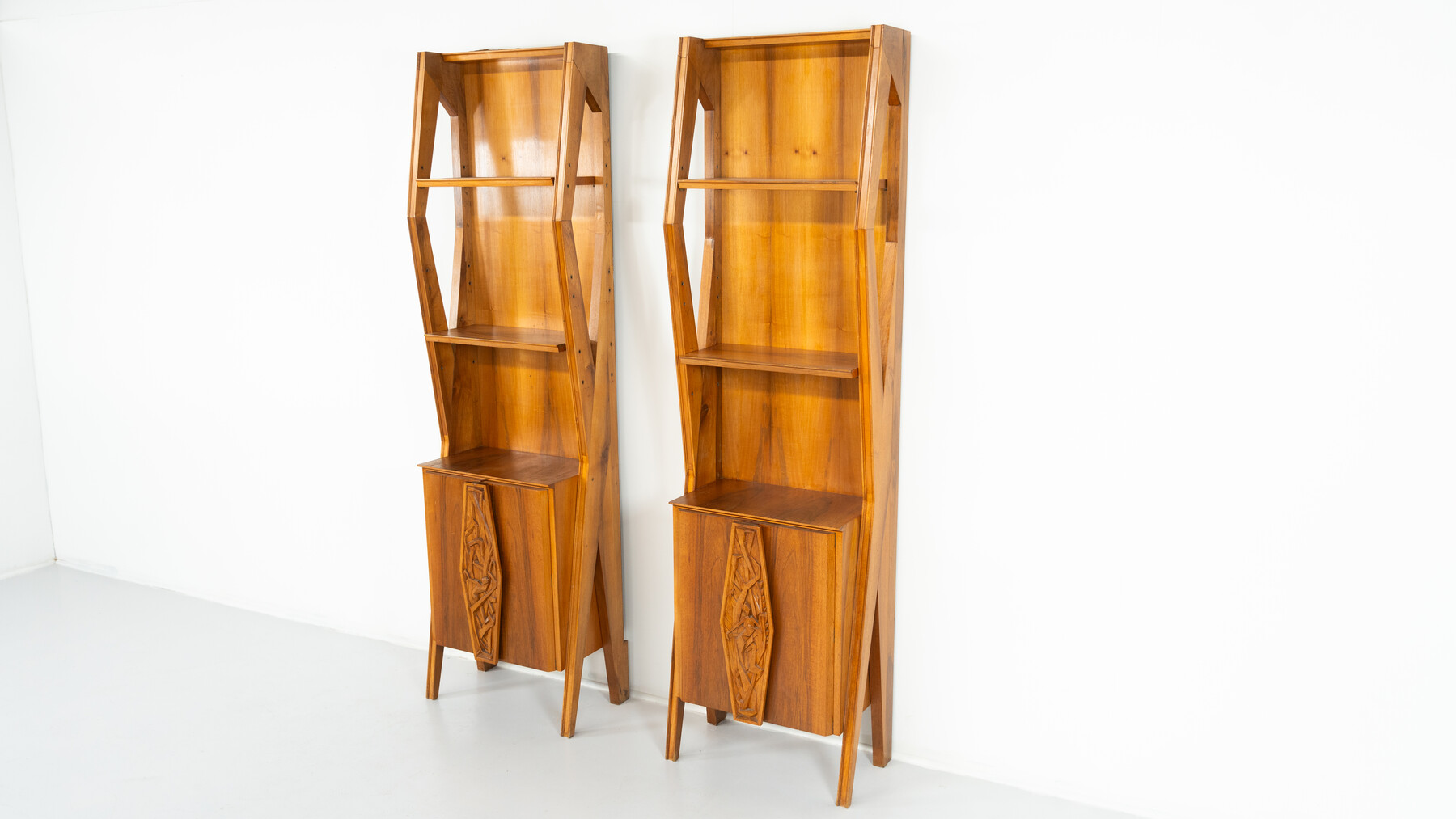 Pair of Italian Wall Units, Walnut, 1970s