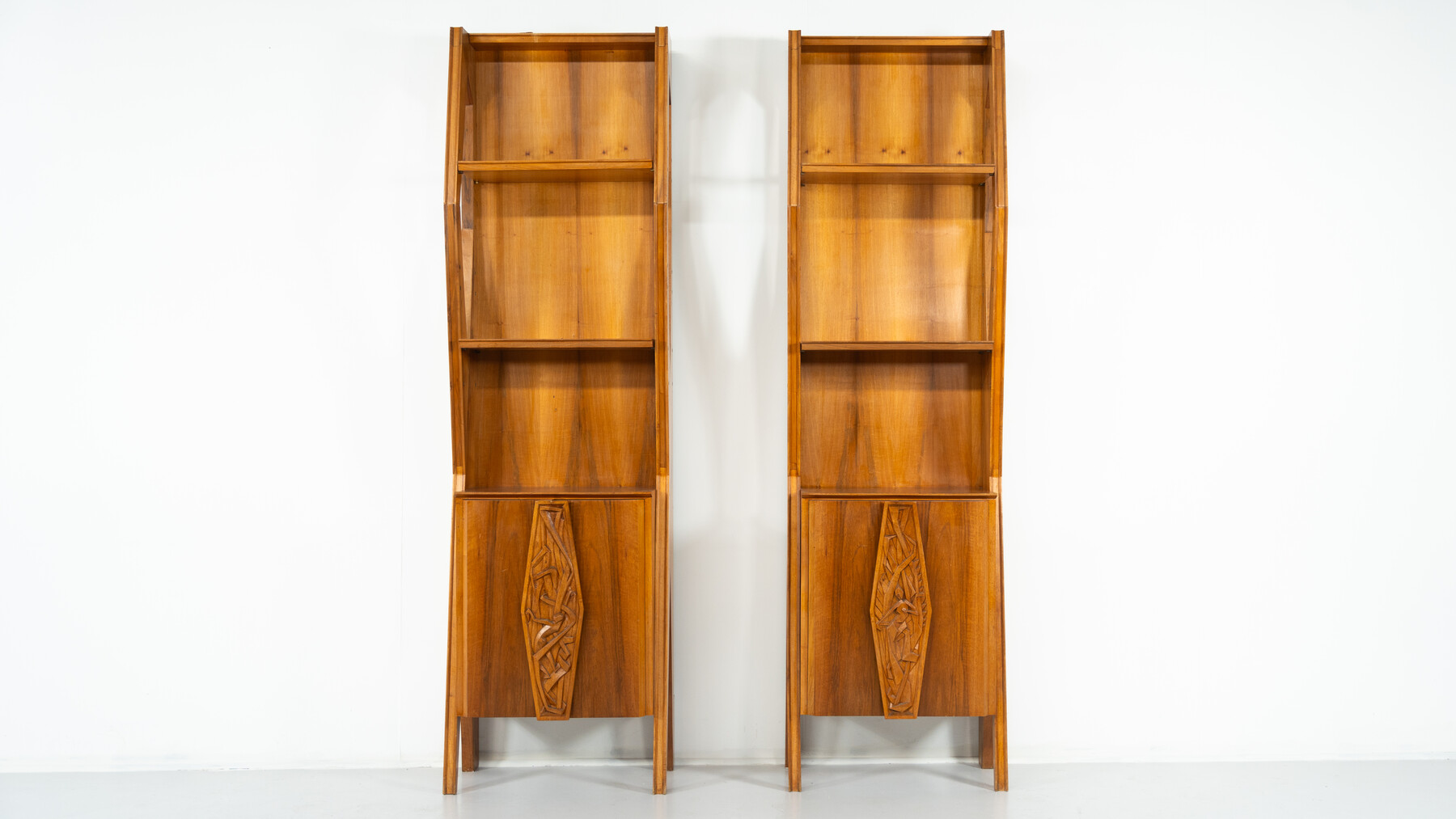 Pair of Italian Wall Units, Walnut, 1970s