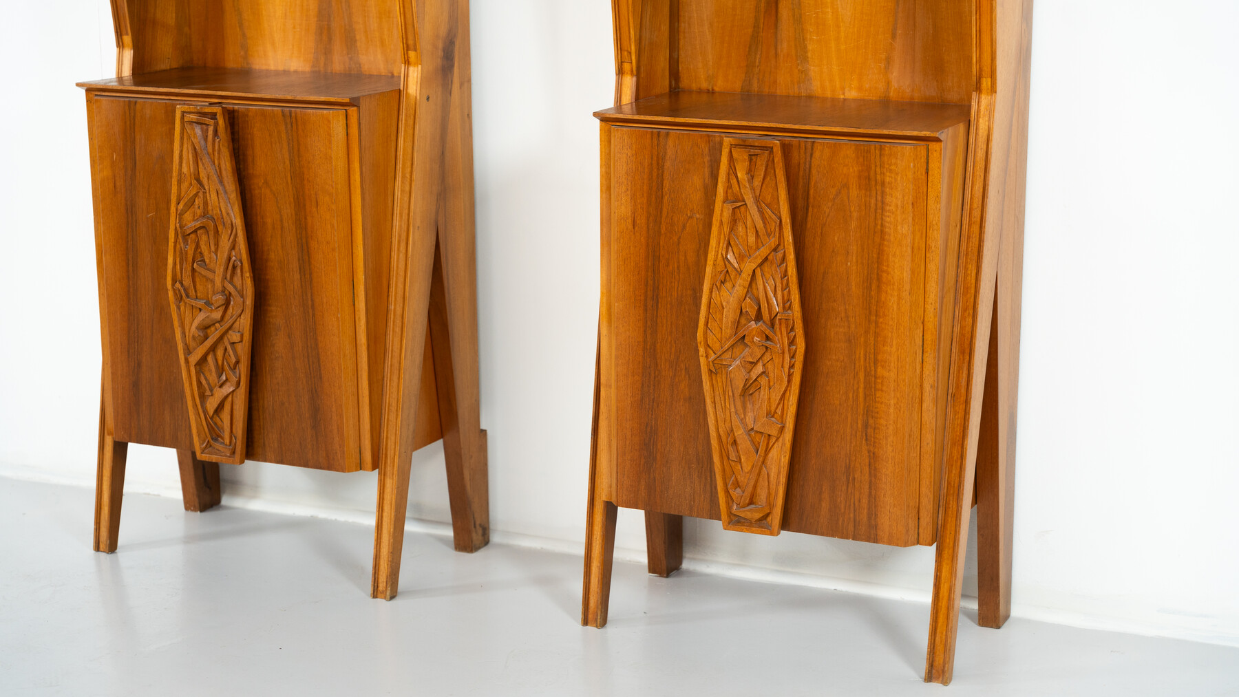 Pair of Italian Wall Units, Walnut, 1970s