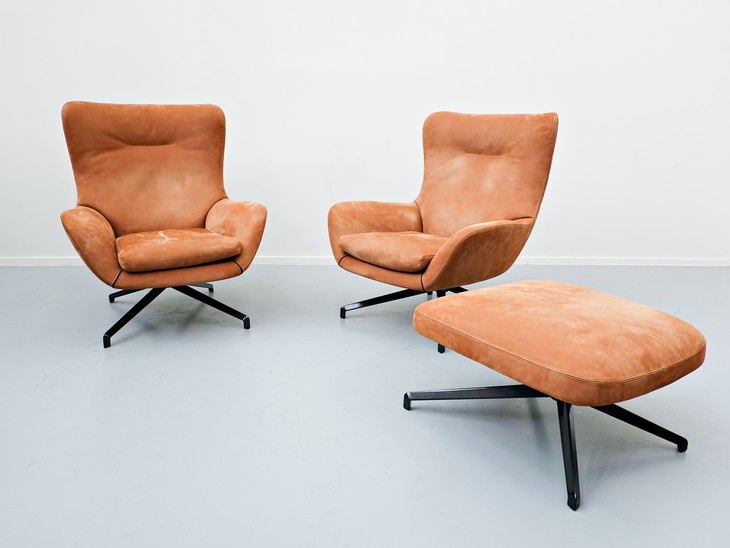 Pair of 'Jensen' Armchairs and Ottoman by Rodolfo Dordoni 