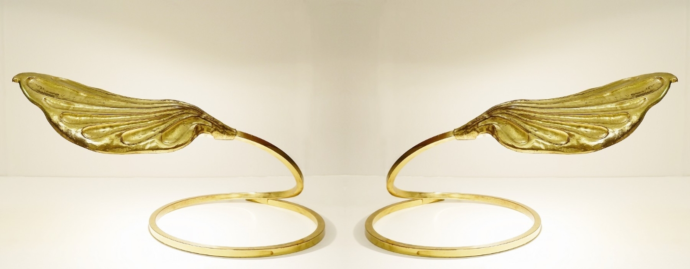 Pair Of Leaf Table Lamps By Tommaso Barbi For Carlo Giorgi, 1960s