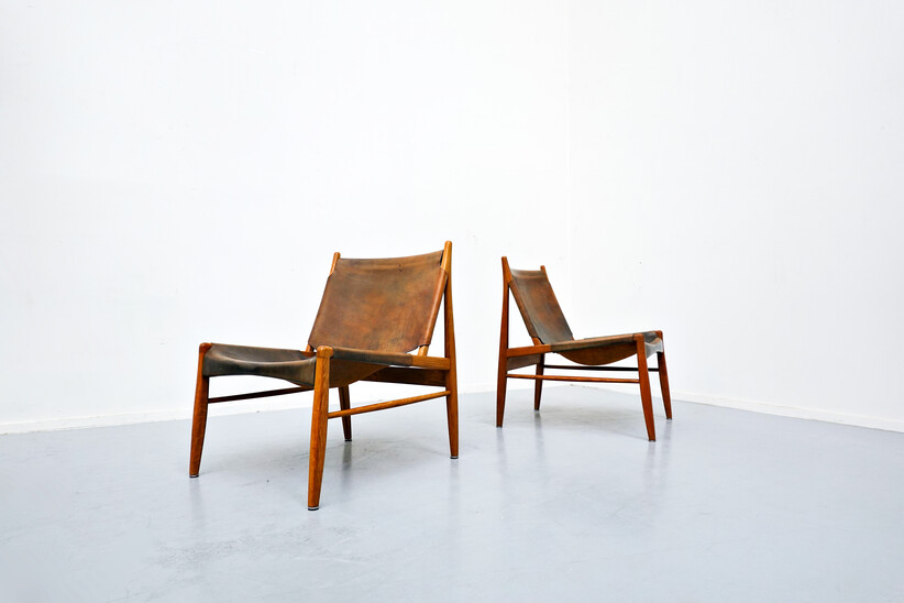 Pair of leather chairs model 'Chimney 1192' by Franz Xaver Lutz
