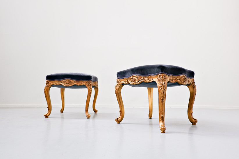 Pair of Louis XV Style Stools, 20th century, Belgium