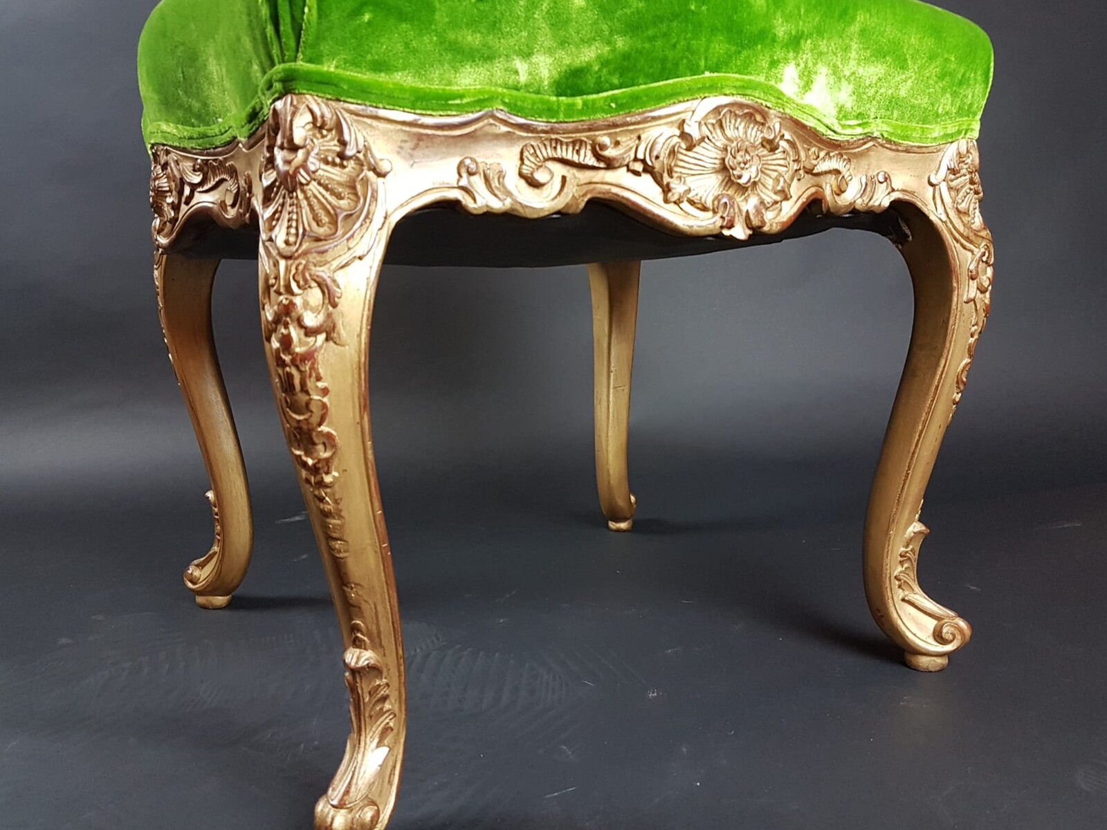 Pair of Louis XV style stools in gilded wood, early 20th