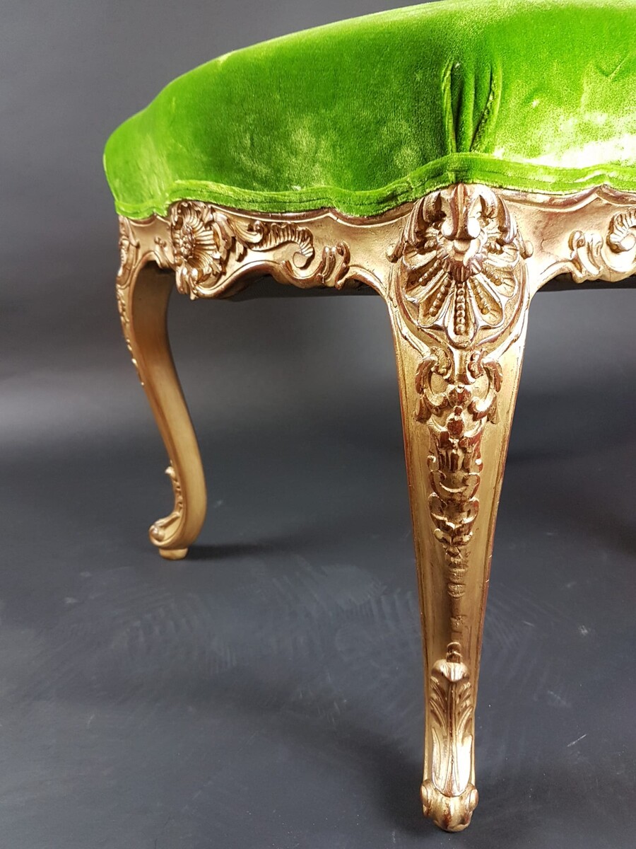 Pair of Louis XV style stools in gilded wood, early 20th