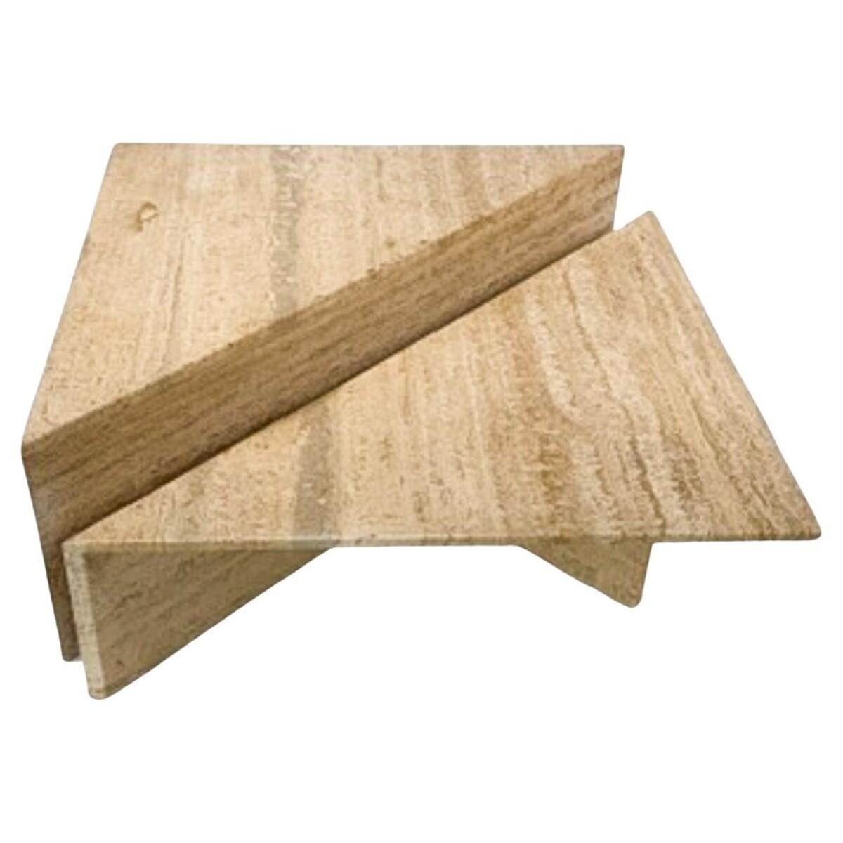 Pair of Low Triangular Travertine Tables Up & Up, 1970s