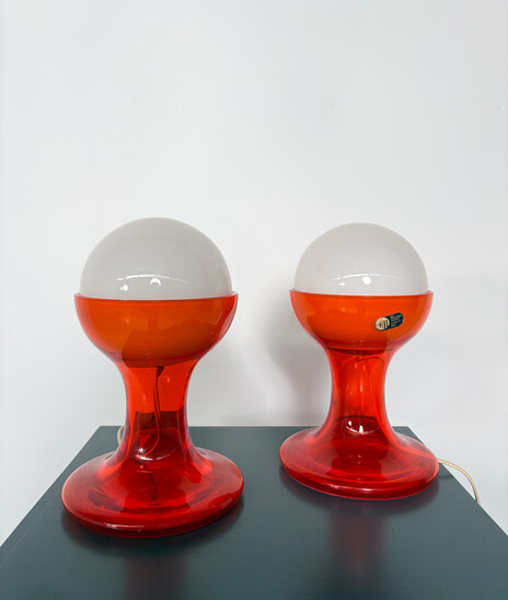 Pair of LT216 Table Lamps by Carlo Nason for Mazzega, 1960s