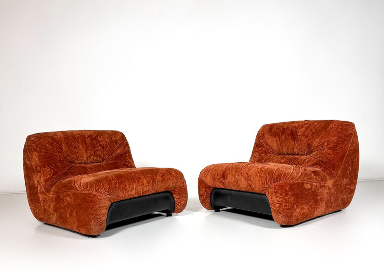 Pair of Malù Armchairs by Diego Mattu for 1P, Italy, 1960s