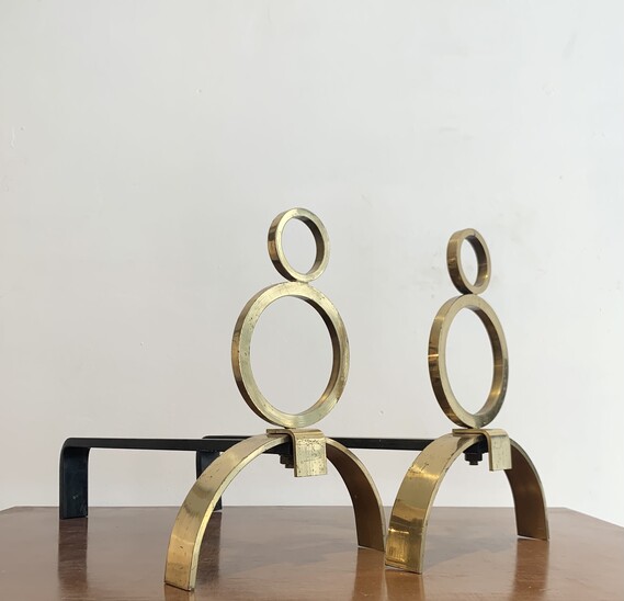 Pair of mid-century Andirons in style of Gio Ponti - Italy