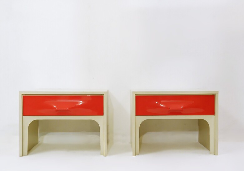 Pair of Mid-Century bedsides by Raymond Loewy - France 1970s