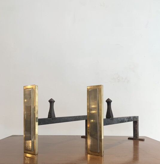 Pair of Mid-Century Firedog in Style of Maison Jansen - France