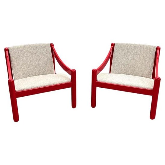 Pair of mid-century lacquered wood armchairs model 