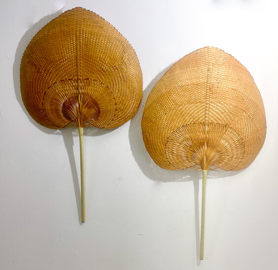 Pair of Mid-Century Modern Raffia Wall Light, Italy, 1960s