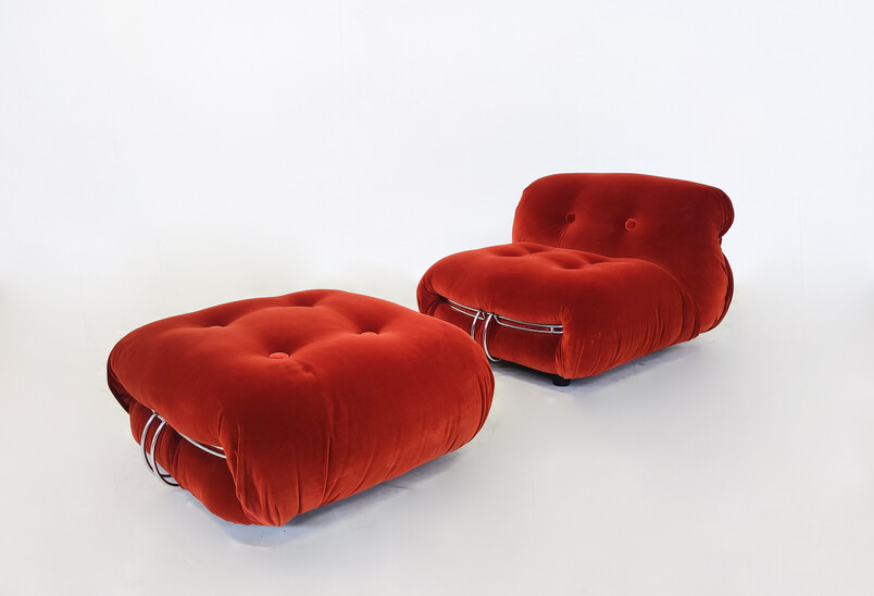 Pair of Mid-Century Orange 
