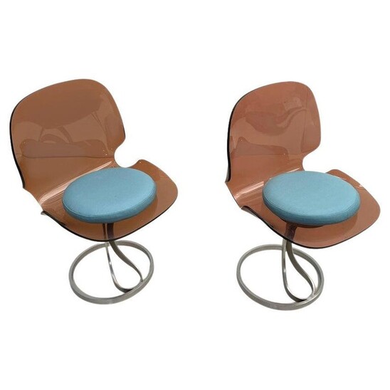 Pair of mid-century plexiglass chairs - 1970s