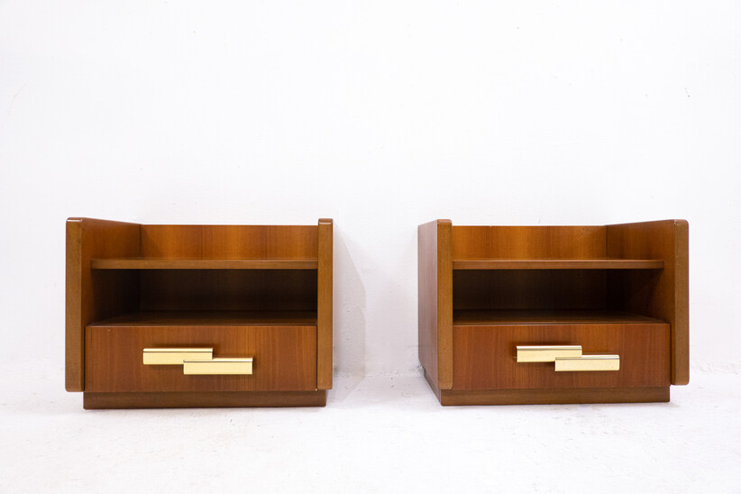 Pair of mid-century wooden drawers nightstands - Italy 1950s