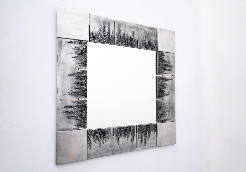 Pair of mid-centuy sculpted metal mirrors by Bianca Garinei - Italy 1970s