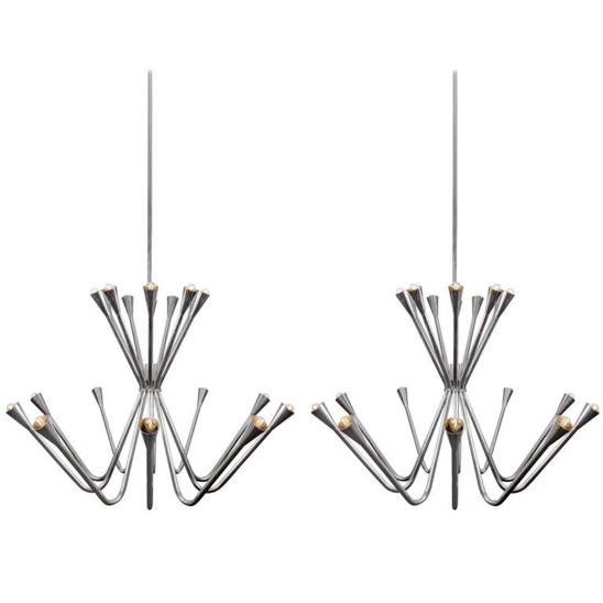 Pair of Oversized 1960s Chrome Chandeliers