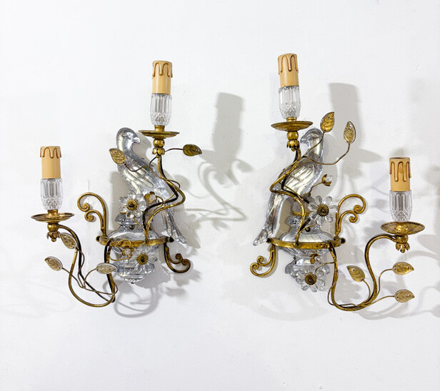 Pair of Parrot Wall lights Maison Baguès - 2 pairs available