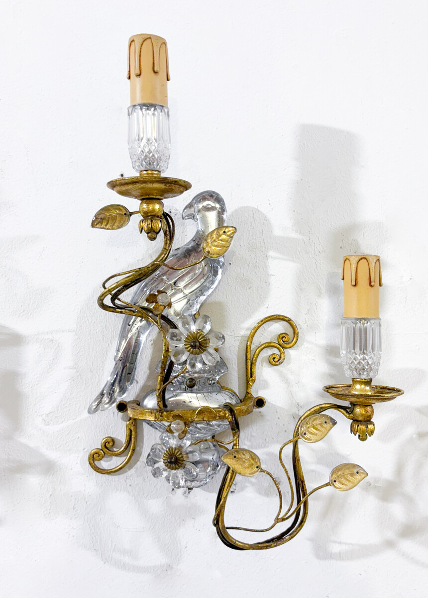 Pair of Parrot Wall lights Maison Baguès - 2 pairs available 