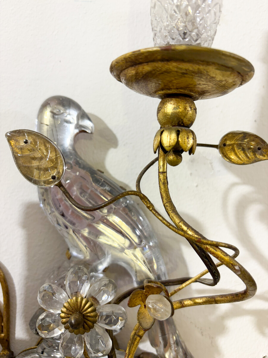 Pair of Parrot Wall lights Maison Baguès - 2 pairs available 