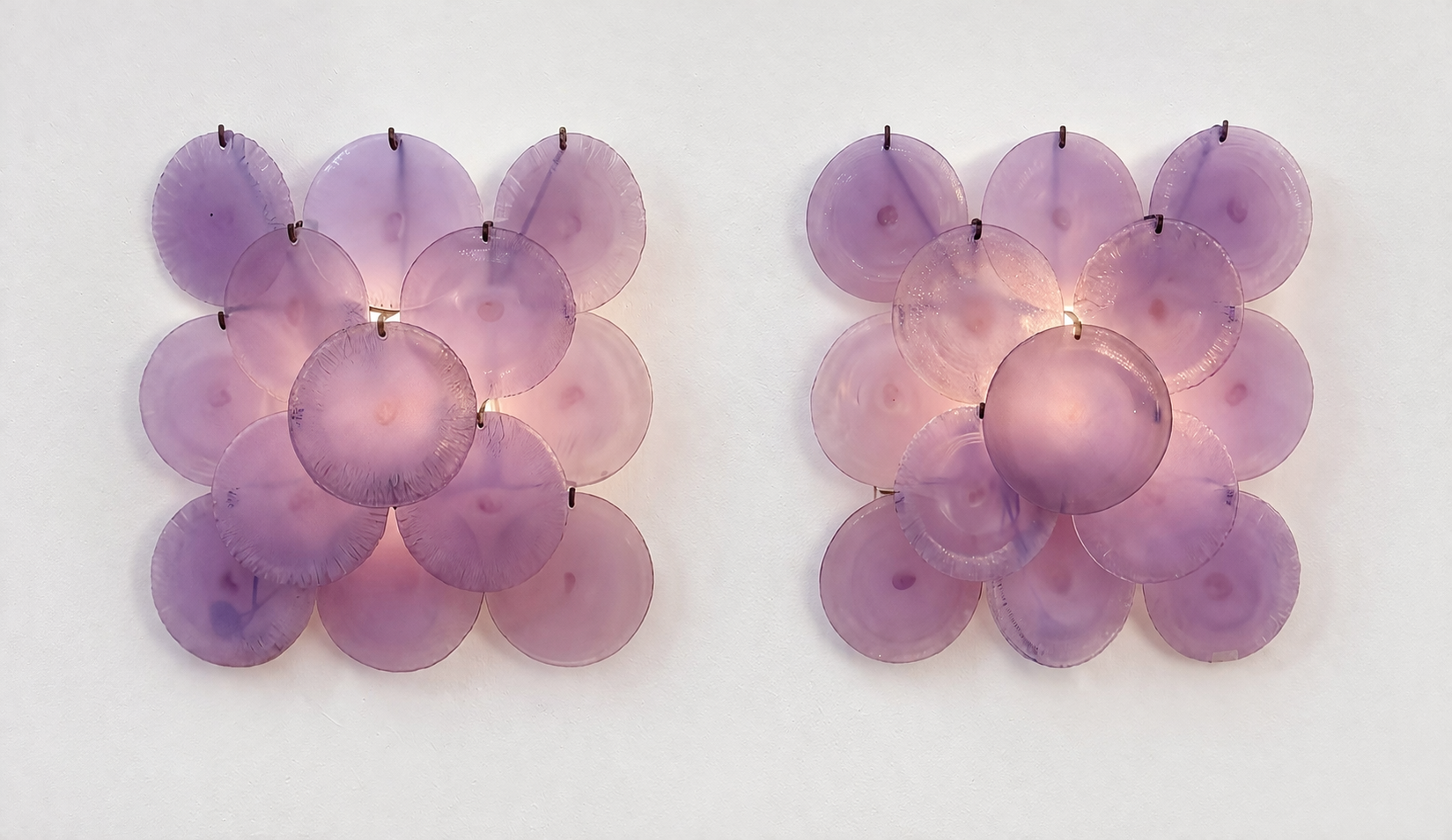 Pair of Purple Discs Wall Lights by Carlo Nason, 1960s