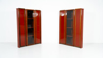 Pair of Red Artona Bookcases by Afra and Tobia Scarpa, Maxalto,1960s