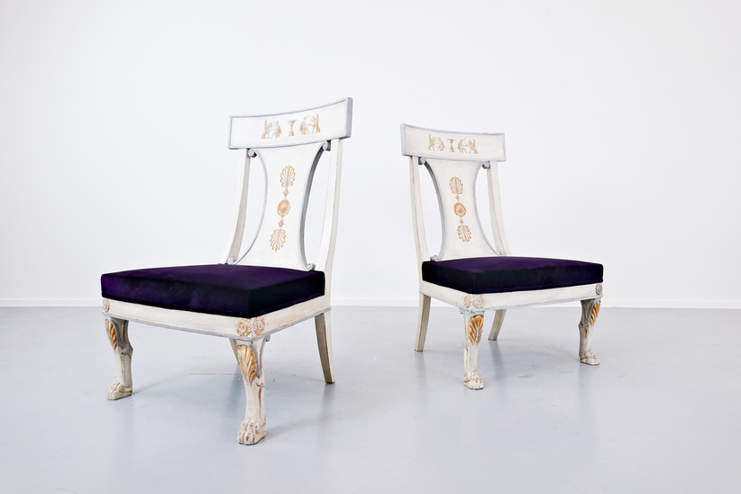 Pair of Russian Style Easy Chairs, Belgium, End of 20th Century 