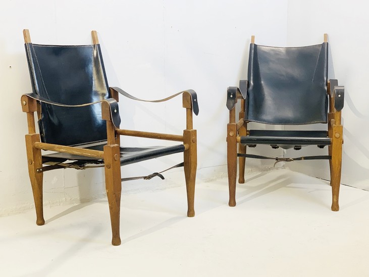 Pair of Safari Chairs in the style of Kaare Klint