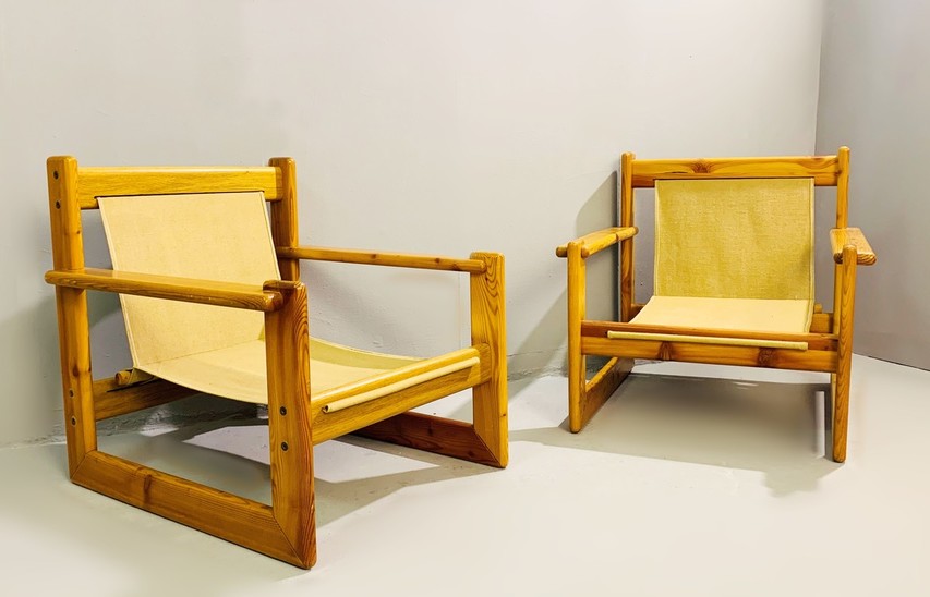 Pair Of Safari Pine Armchairs