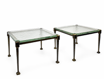 Pair of Side Tables by Lothar Klute, Bronze and Glass, Germany