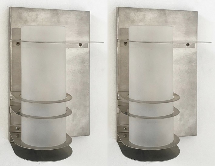 Pair Of Silver Metal Sconces