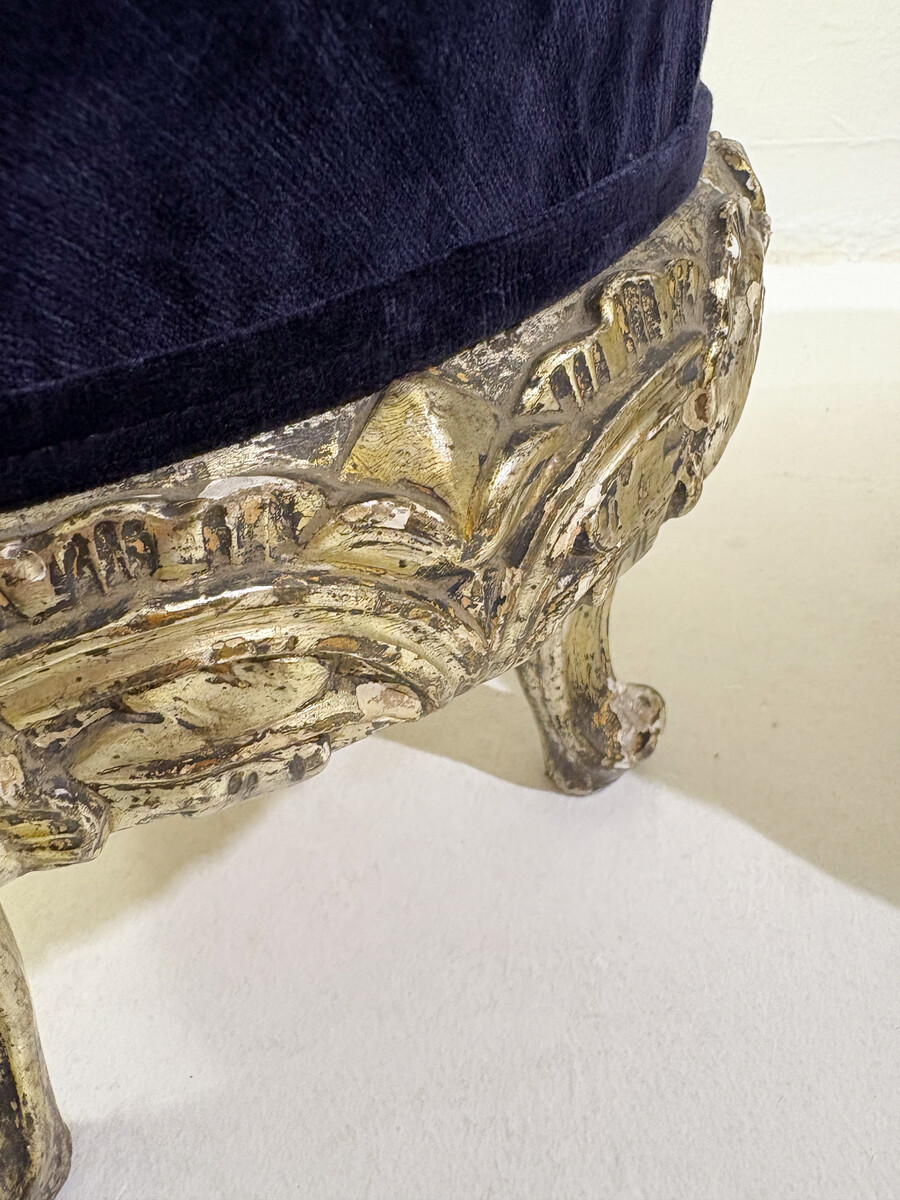 Pair of Stools, Wood and Velvet