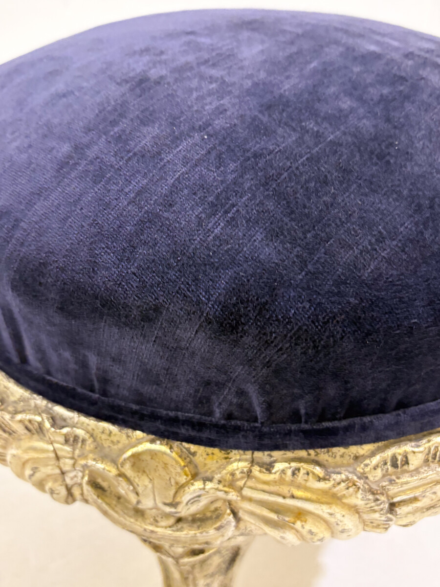 Pair of Stools, Wood and Velvet