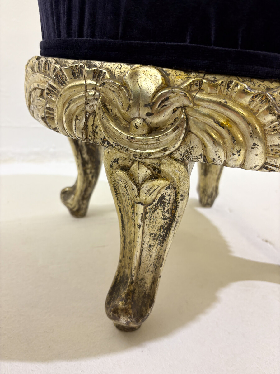 Pair of Stools, Wood and Velvet