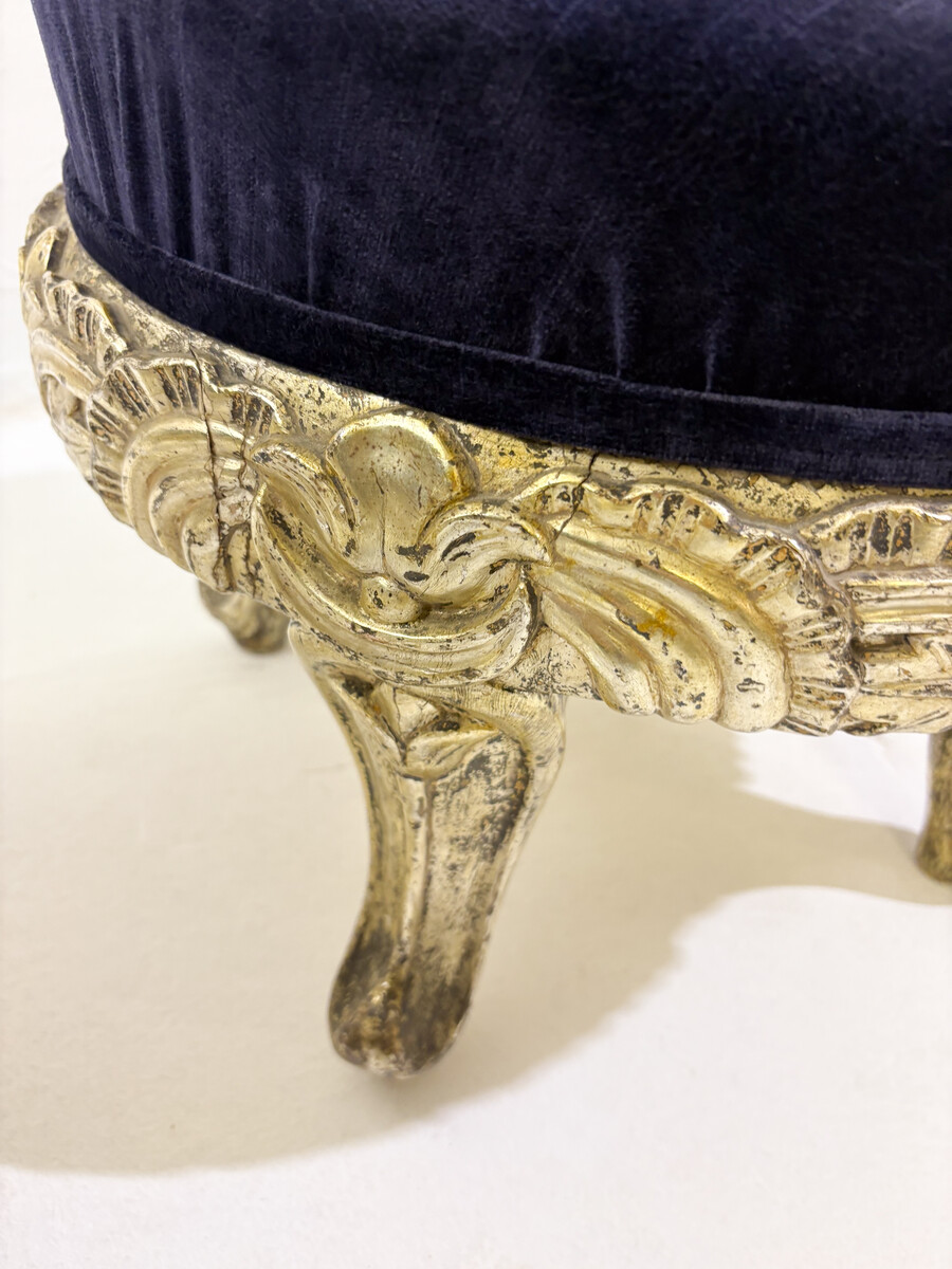 Pair of Stools, Wood and Velvet